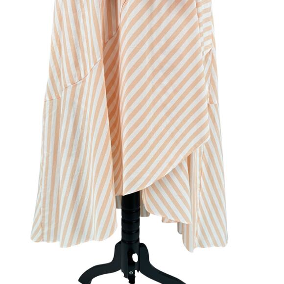 Cremieux Peach & White Stripe 100% Cotton Sleeveless Fit & Flare Midi Dress - Picture 8 of 13